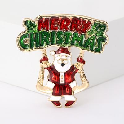 Korean Fashion Trend Alloy Enamel Drip Oil Santa Claus Brooch Versatile Holiday Clothing Accessories Pin