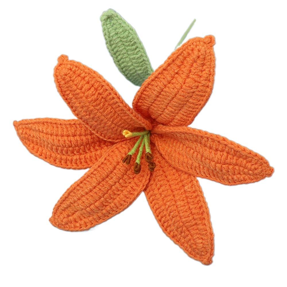 Yarn Hand-Knitted Lily Flower Gifts Fake Flower Plants Crochet Lily Flowers Bouquet Home Decor