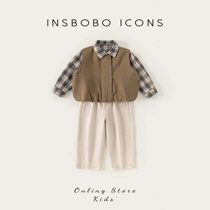 Insbobo Boys Suit 2026 Spring New Stylish Children s Clothing Boys Spring and Autumn Vest Three-Piece Set Trendy