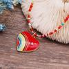 New wear colorful dripping love beaded necklace, small fresh women's simple heart-shaped small pendant