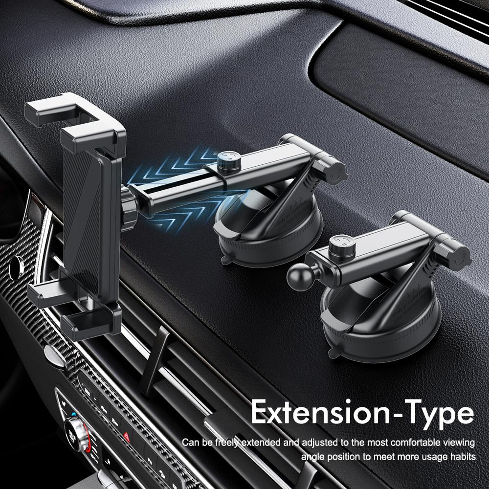 Car Suction Cup Multi-functional Mobile Phone Holder Tablet Holder 360-degree Rotation Extendable Large Screen Holder