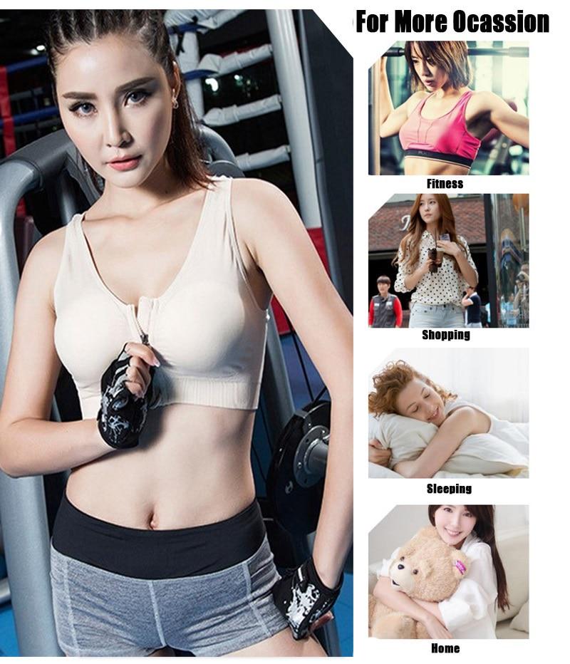 Sports Yoga Bra Front Zipper Top Fitness Push Up Gym Running Shockproof Shirt Workout Fast Dry Vest