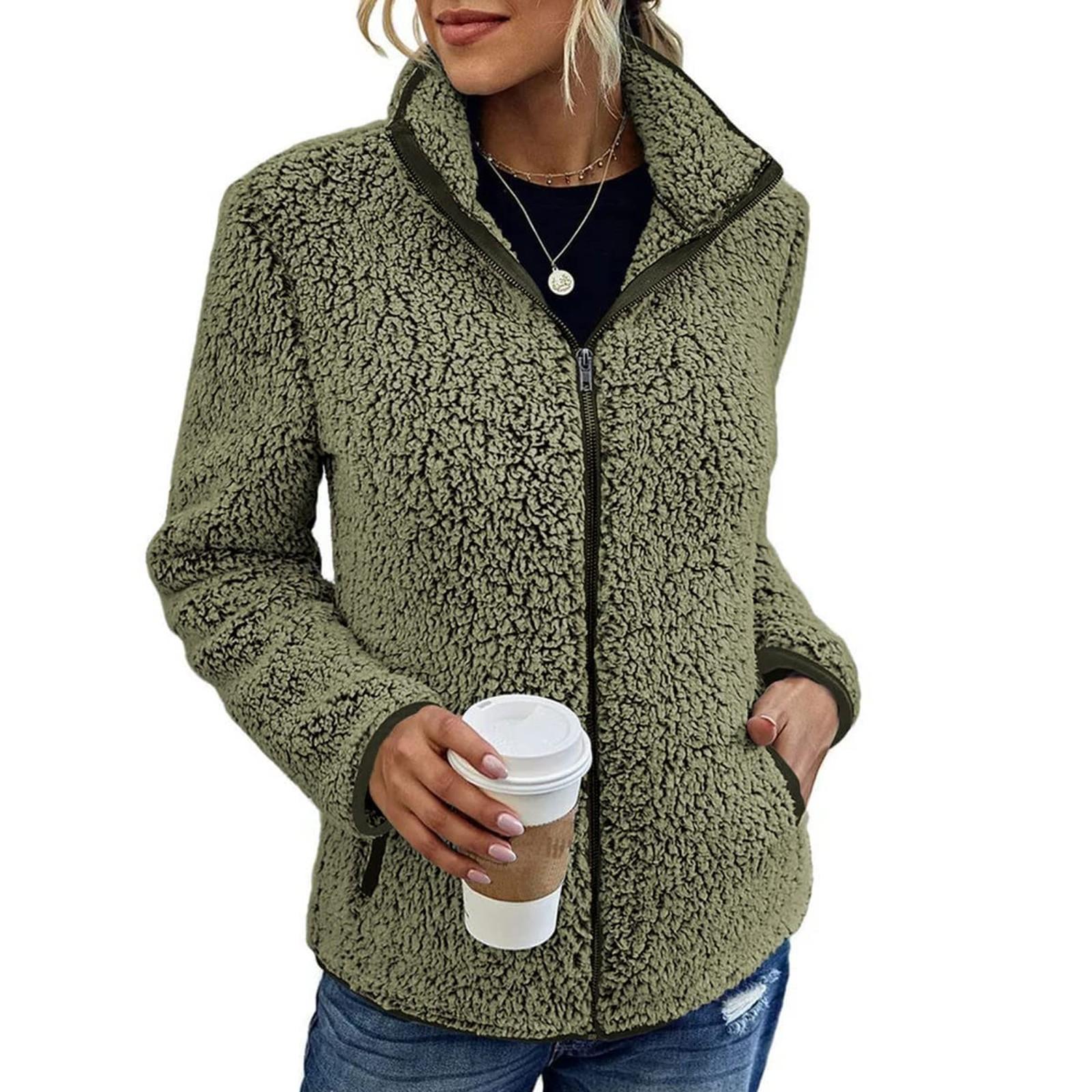 Fashion Women High Collar Casual Sleeve Pullover Blouse Long Sleeve Blouse Coat L армия зеленый