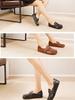 Johnature Retro Genuine Leather Soft Soled Shoes Loafers Round Toe Versatile Slip-on Women's Flat Shoes