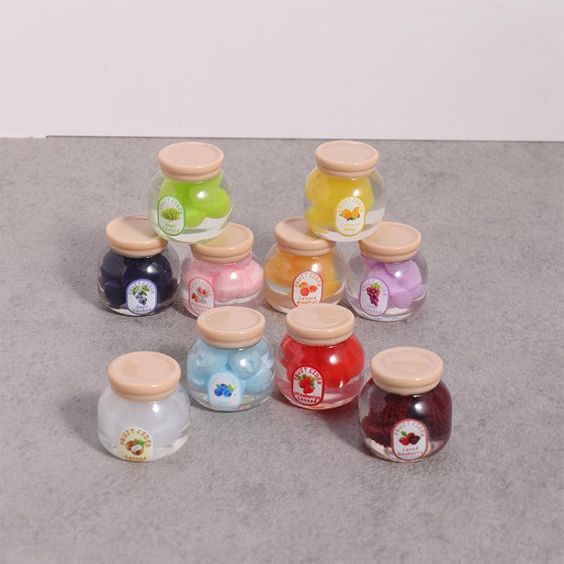 

5Pcs Miniature Kitchen Decoration Dollhouse Simulation Fruit Candy Canned Jam Model Dolls House Accessories Toy One Size