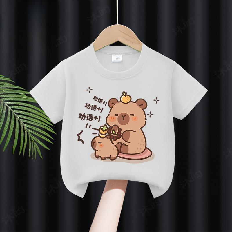 Kids Summer TShirts ShortSleeved Cartoon Print Pure Polyester Fashionable And Stylish Childrens Clothing