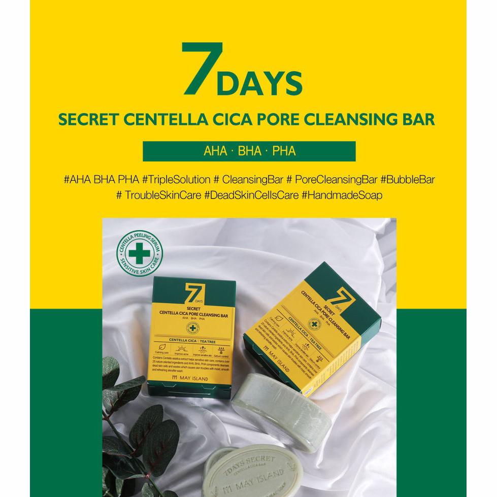 MAY ISLAND 7 Days Secret Centella Cica Pore Cleansing Bar (100g 3.52 oz) AHA, BHA, PHA