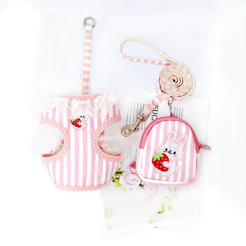 

Chest Harness Pet Back Strap Outdoor Walking Activities Leash Accessory Cartoon Pink3,S