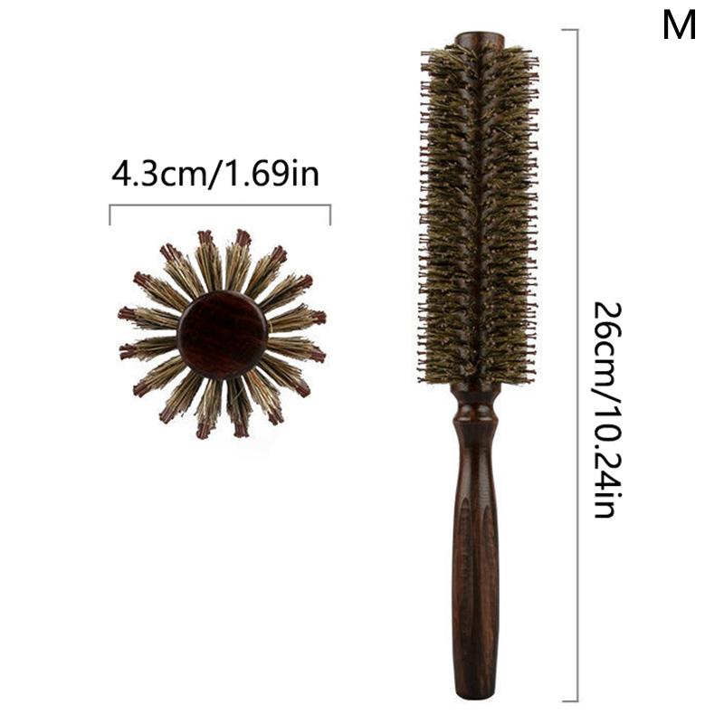 Glattes Köperhaar, runde Rolle, Holz-Haarbürste, Wildschweinborsten, Nylon-Haarkamm, antistatische Bürste, zum Blasen und Locken, DIY-Friseur