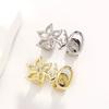 Glossy Finish Double Hollow Flower Grillz Gold Irregular Shape Tooth Grills  Daily Wearable