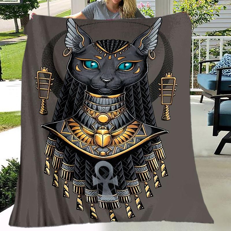 1PC Ancient Egyptian murals, Vikings, Anubis blanket, all season lightweight home office outdoor nap multifunctional blanket
