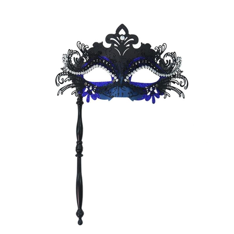 Elegant Detachable Half Face Mask Set With Metal And Rhinestones Decoration For Costume Parties And Halloween