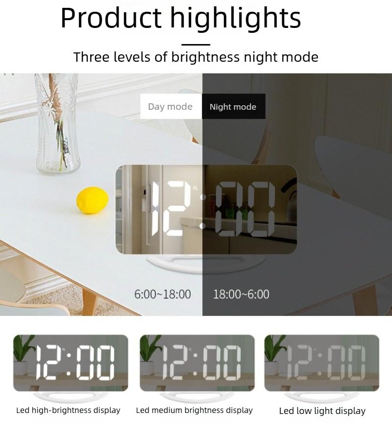 The New Led Vibration Alarm Clock Mute Bedside Luminous Clock For Deaf And Hard Of Hearing Snooze