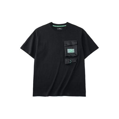 Série Lifestyle Couleur Unie Poche Col Rond Pull Manches Courtes T-Shirt Homme Hauts Noir 152228122-4