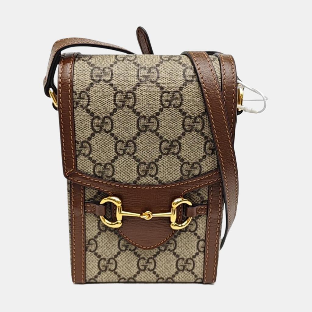 [Pre-Owned] Horsebit 1955 Logo Canvas And Leather Phone Bag - Very Good #1CIY77K