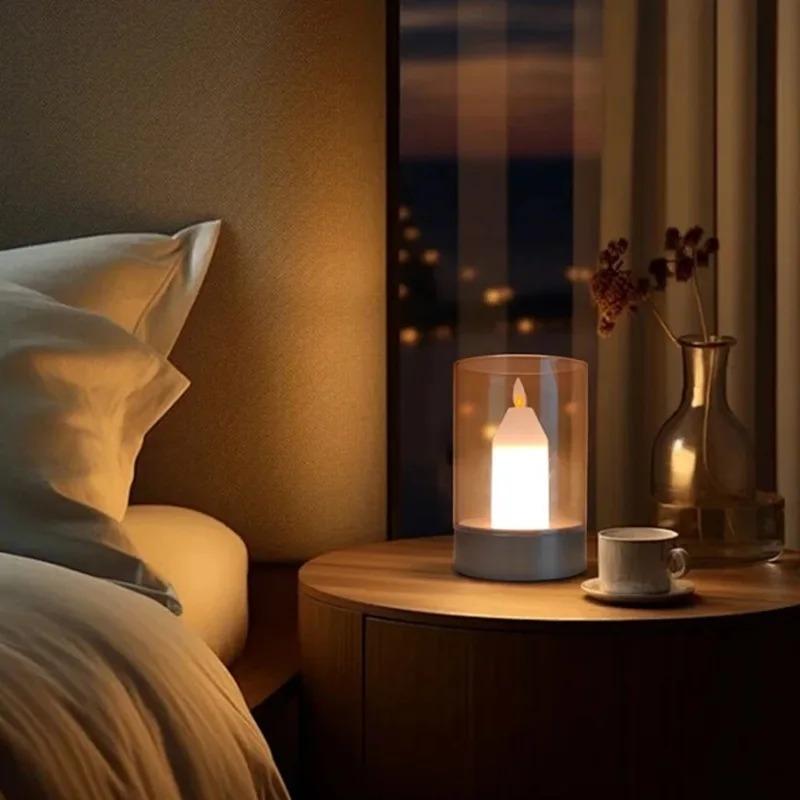 Sensor LED Candle with Rechargeable Night Light Flameless Wick Light Birthday Wedding Church Atmosphere Manual Mood Sensor Lamp