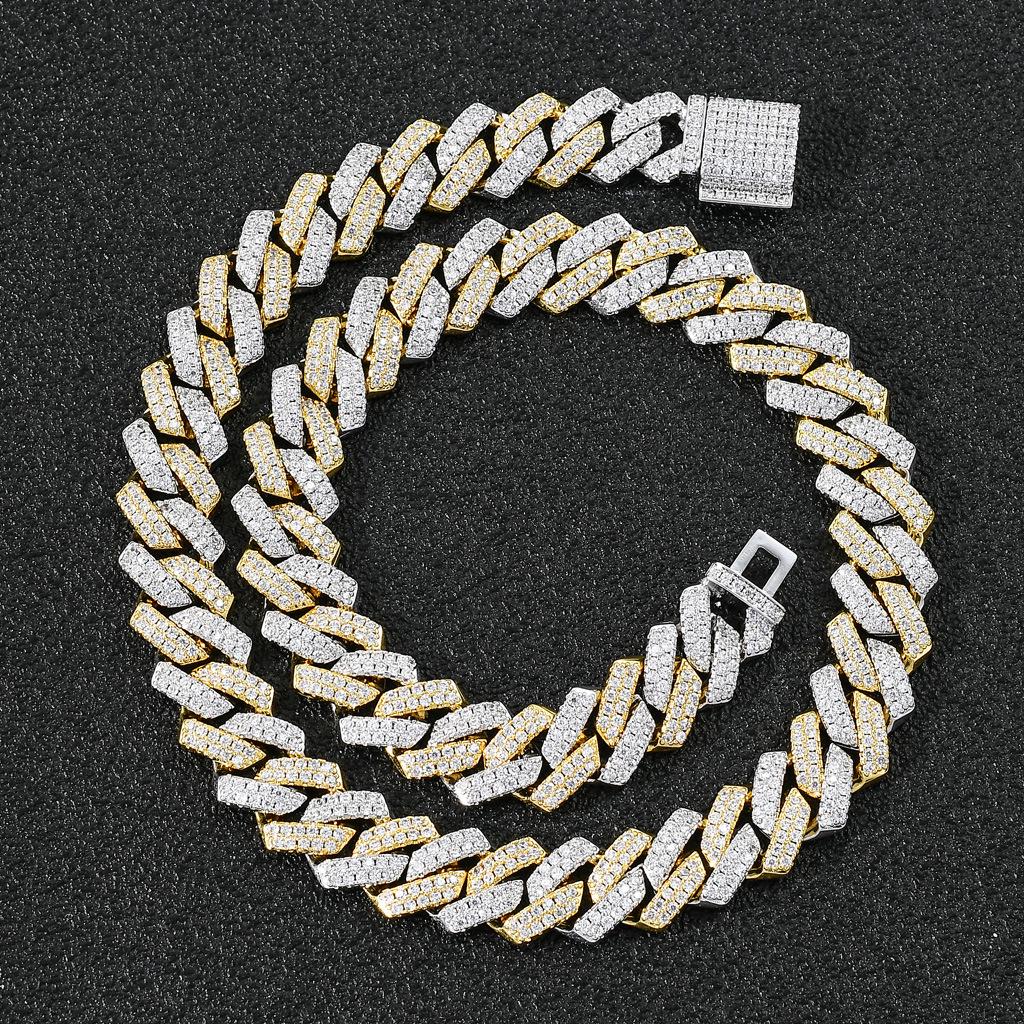 European-American Men's 14mm Zircon Cuban Chain Hip Hop Necklace