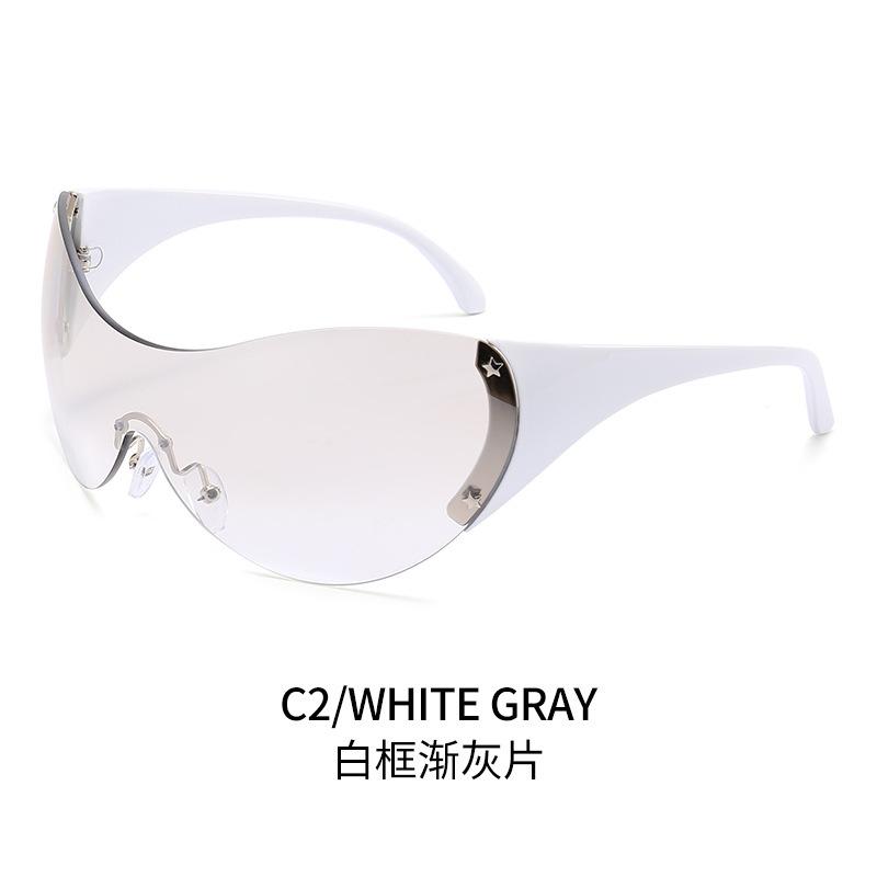New YK sunglasses frameless one-piece European and American large round glasses fashionable large frame goggles personalized sunglasses
