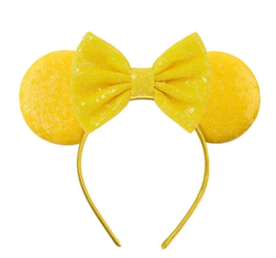 Mouse Ears Headband For Girls Adults 5'' Sparkly Sequin Bow Hairband Festival Party Travel DIY Hair Accessories