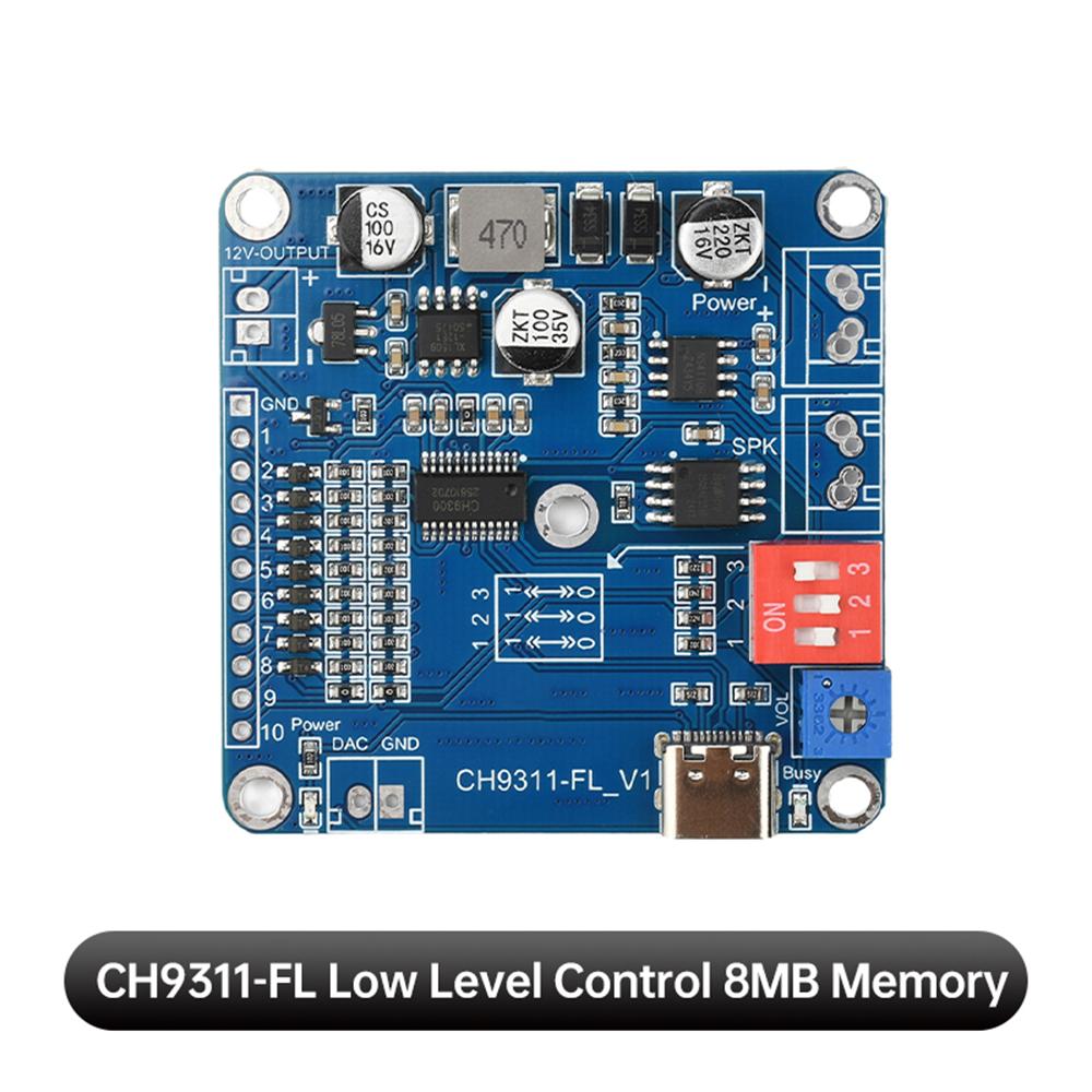 CH9311 Voice Playback Module 10-channel 1-to-1 control MP3 Music Player Audio Amplifier  8MB memory/insert TF card DC 6-35V 20W