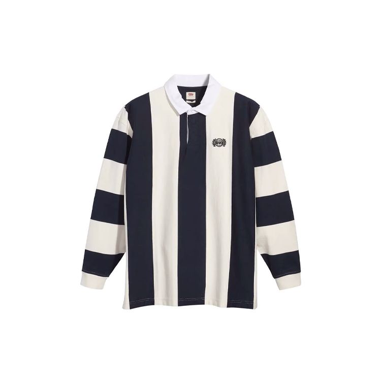 Levis Striped Long Sleeve Polo Shirt Men tops Blue White 35981-0007