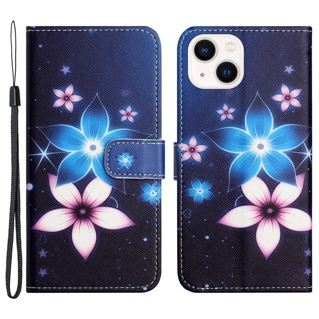 For iPhone 15 Flip Leather Wallet Case 3D Pattern Printing Stand Phone Cover