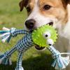 Dog Rope Chew Toy Squeaky Spiky Ball Cotton Rope Puppy Teething Toy Interactive Tug-of-War Toy Toy for Small And Medium Dogs Teeth Cleaning