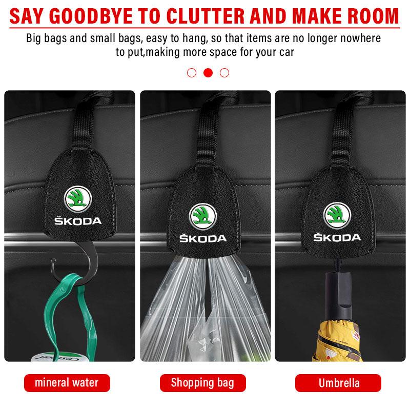 Auto Innenraum Organizer Haken Auto Rücksitz Haken Kopfstützenhänger Für Skoda Octavia Superb Rapid Kodiaq Karoq Fabia Kamiq Roomster Citigo