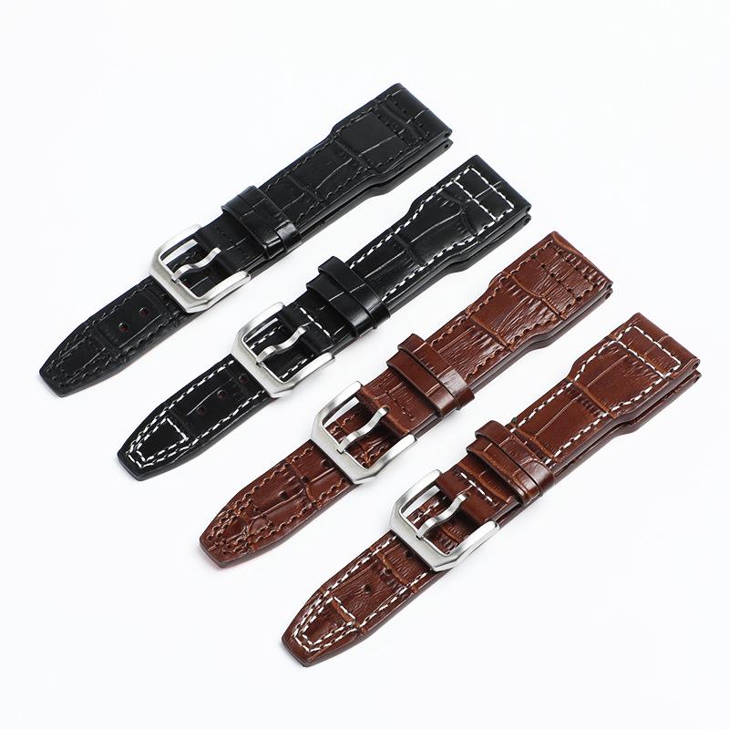 Wan Guo Top Layer Leather Bamboo Pattern Watch Strap for IW Little Prince Pilot Series (20mm, 21mm, 22mm)