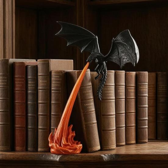 Ornamenti per Vetrine Drago Fiamma Book Nook Decor, Statuetta Drago che Sputa Fuoco Stampata in 3D, Brilla al Buio Giocattoli Trendy da Scrivania L'Ornamento Oscuro,