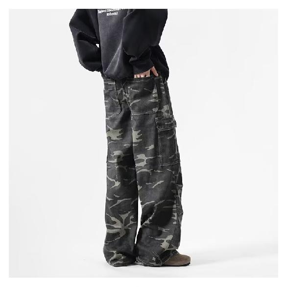 

Осень и зима Новые американские джинсы High Street Washed Light Color для мужчин и женщин Прямые слегка расклешенные свободные широкие брюки 2XL