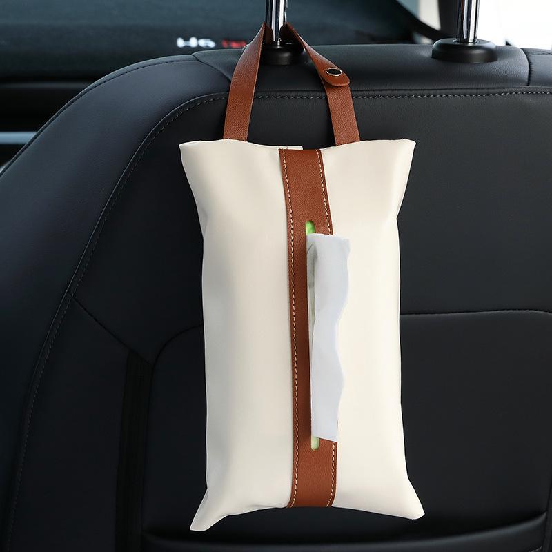 Japansk PU-läder Servetthållare: Mångsidigt Hängande Fodral för Vardagsrum, Badrum eller Bil