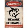 GlobleLand Shark Warning Tin Sign 12x8 Inch Funny Sarcastic Metal Wall Decor for Home Kitchen Bathroom Halloween