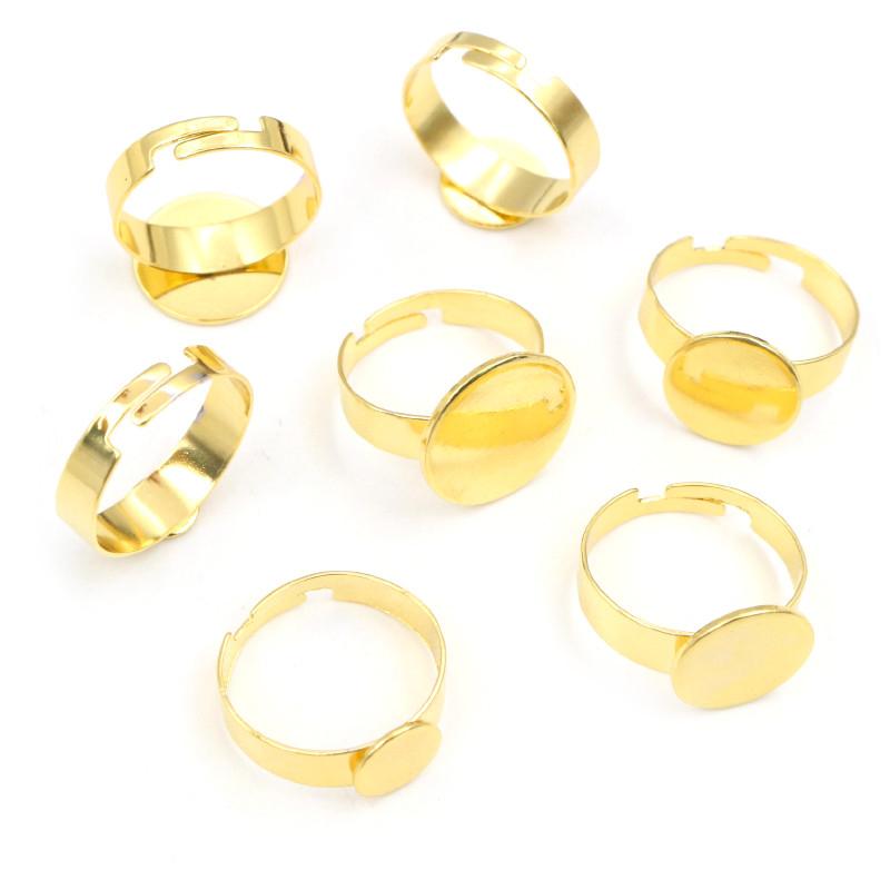10pcs 6/8/10/12/14/15mm 304 Stainless Steel Gold Plated Adjustable Ring Settings Blank Base,Fit 8-15mm Glass Cabochons DIY