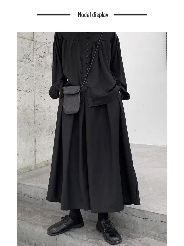 Yamamoto Damen High-Waist Culotte mit weitem Bein - Schlankmachend, lockere Passform.