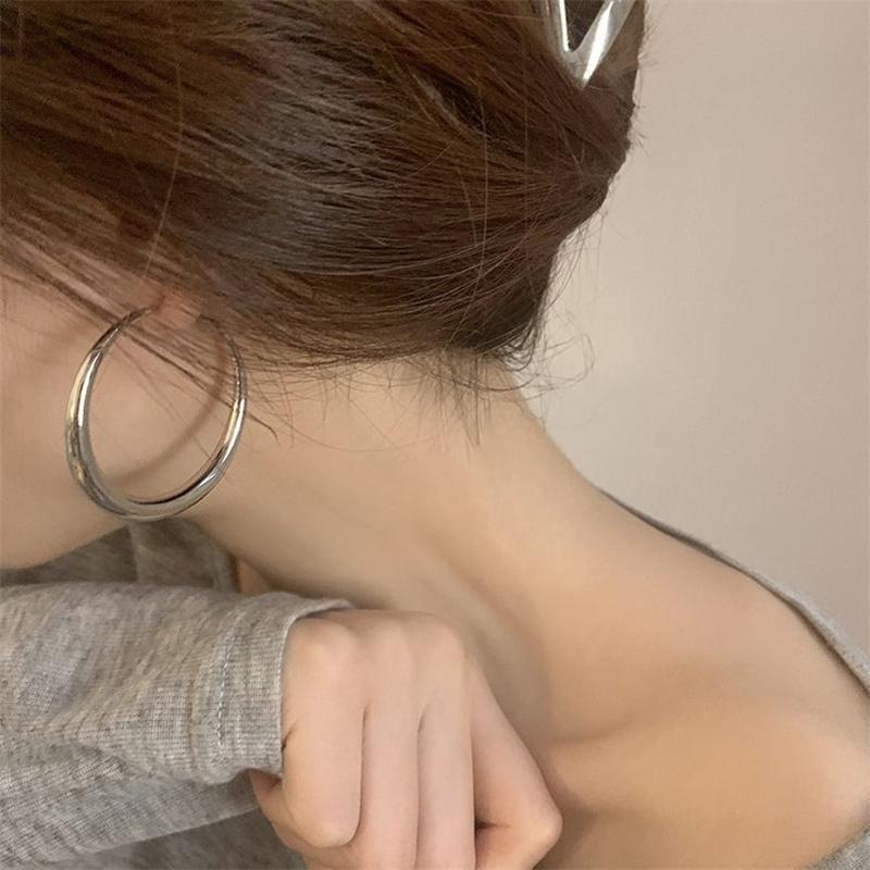 

Новая Мода 18К Золотые Серьги-Кольца Для Женщин Коллекция 925 Стерлинговое Серебро Earr Ювелирные Изделия 40MM Diameter серебряный