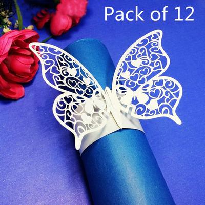 Pack of 12 Butterfly Paper Napkin Rings For Wedding Party Decoration