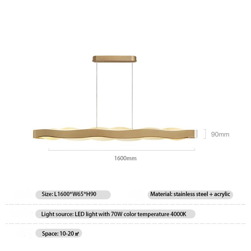 Modern Chandelier Kitchen Island Lighting Simple Gold Rectangle Hanging Lamps Fixtures Creative Dining Room Pendant Light Indoor