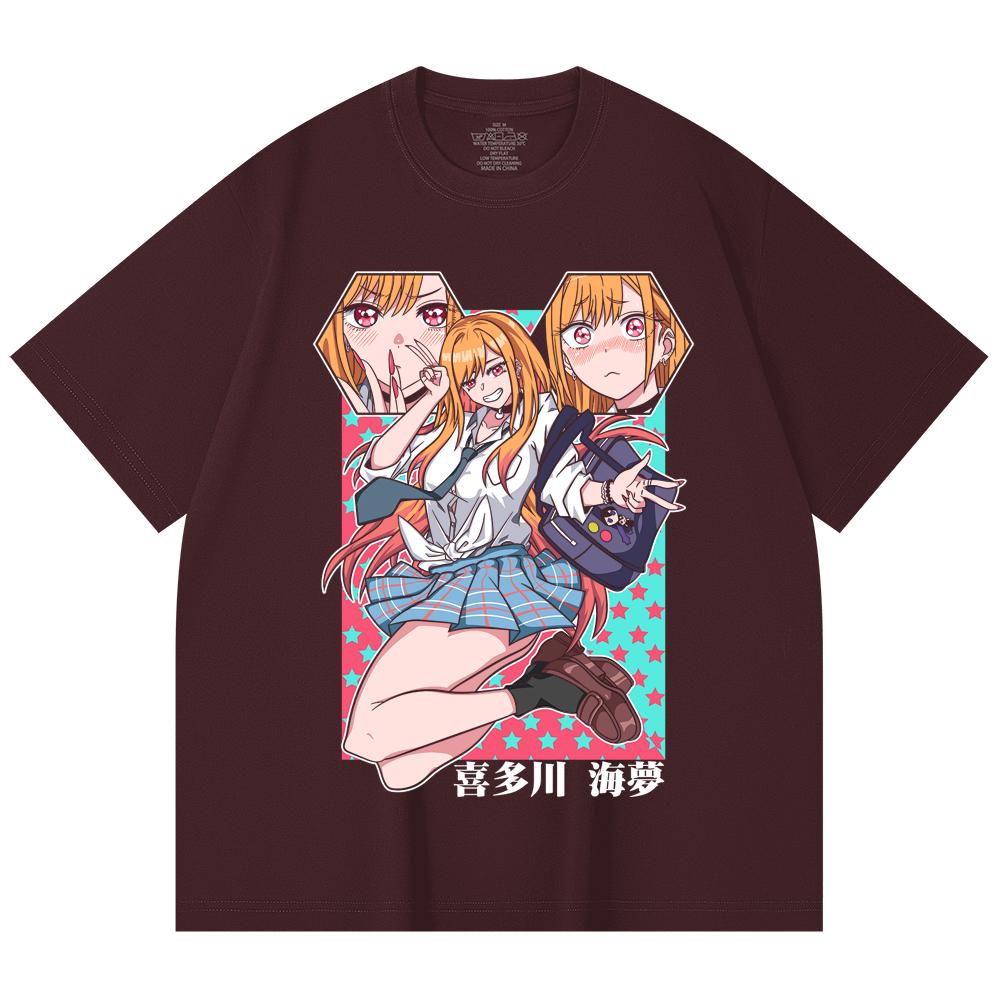 

230 Gsm 100% Cotton My Dress Up Darling V3 Marin Print Unisex Heavy Cotton T Shirt 2XL вина червоного кольору