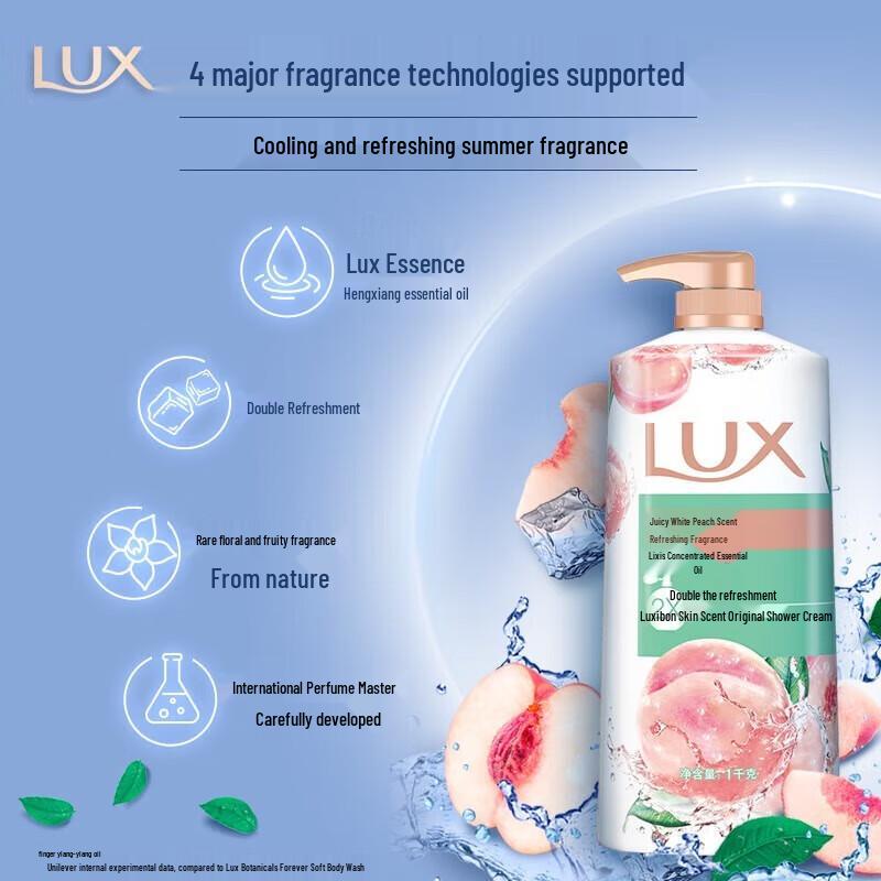 LUX Watery White Peach Refreshing Shower Gel 3x1L