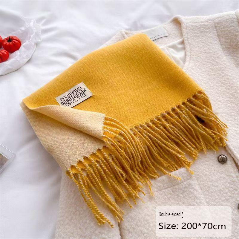 Winter Cashmere Women Scarf Female Luxury Scarves Lady Tassel Bandana Women Solid Shawl Wraps Foulard Tippet Pashmina