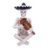 Mini Halloween Skeleton Figurines Resin Guitar/Accordion/Violin Player Skeleton Statue Halloween Collectible Decoration for Home Office Desk Decor