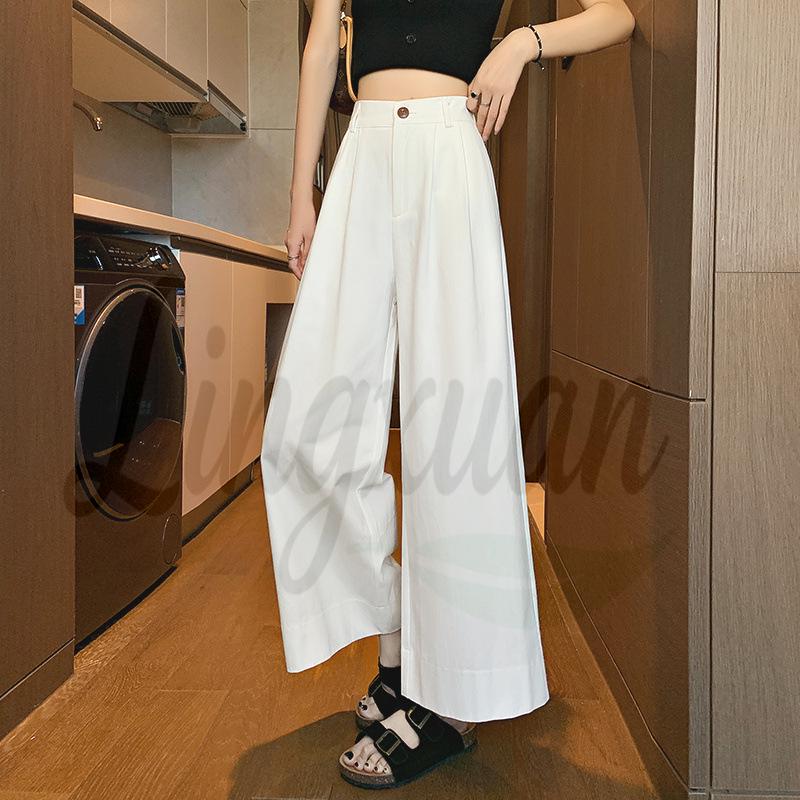 

Women s Light Blue Wide-Leg Washed Cotton Denim Pants - Spring/Summer 2026 Collection 2XL белый