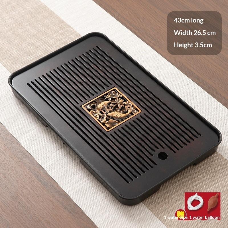 Double-Layer Wooden Tea Tray Engraved Floral Rectangular Food Safe Wood Tray Ideal for Home Tea Party Gifting Occasions