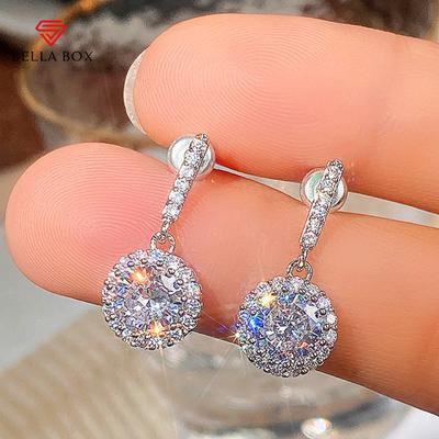 Boucles d'oreilles rondes Vintage en zircone cubique pour femmes, plaqué argent, accessoires féminins simples et élégants, bijoux de fête