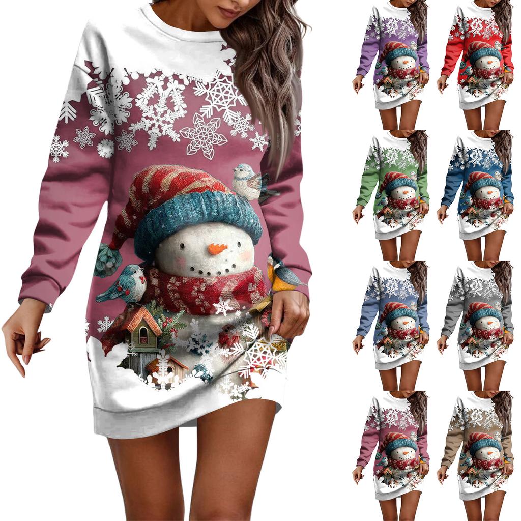 Rochie cu Maneca Lunga Pentru Femei Casual Craciun Imprimat Pulover Rochie Pachetul de sold Rochie Pulover