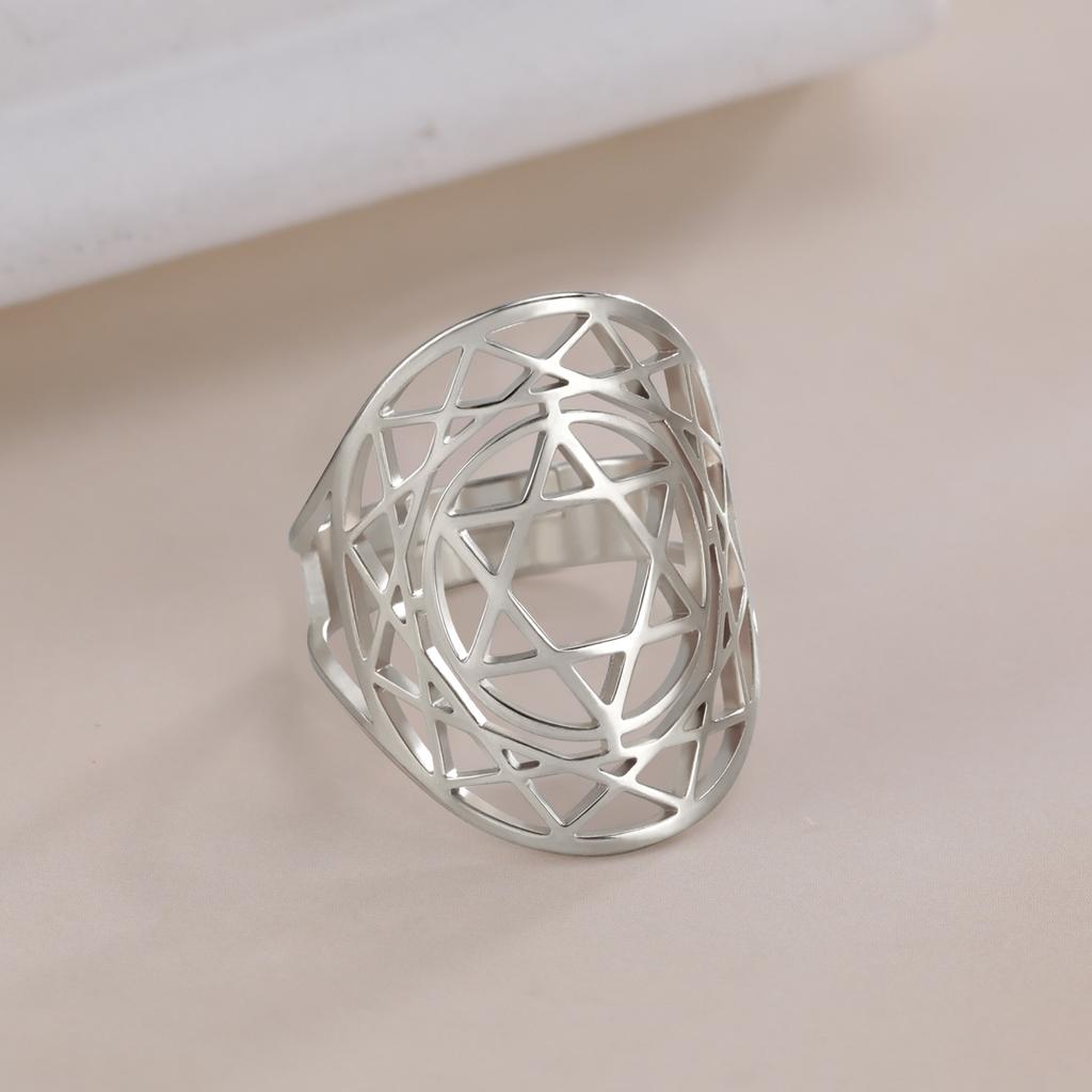 Anillo Ajustable de Acero de Titanio Estrella de David Accesorio de Joyería Unisex Regalo de Cumpleaños