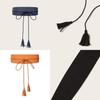 Trendy Boho Fringe Rope Waist Belt Handmade Wide Faux Leather For Casual Women Fashion