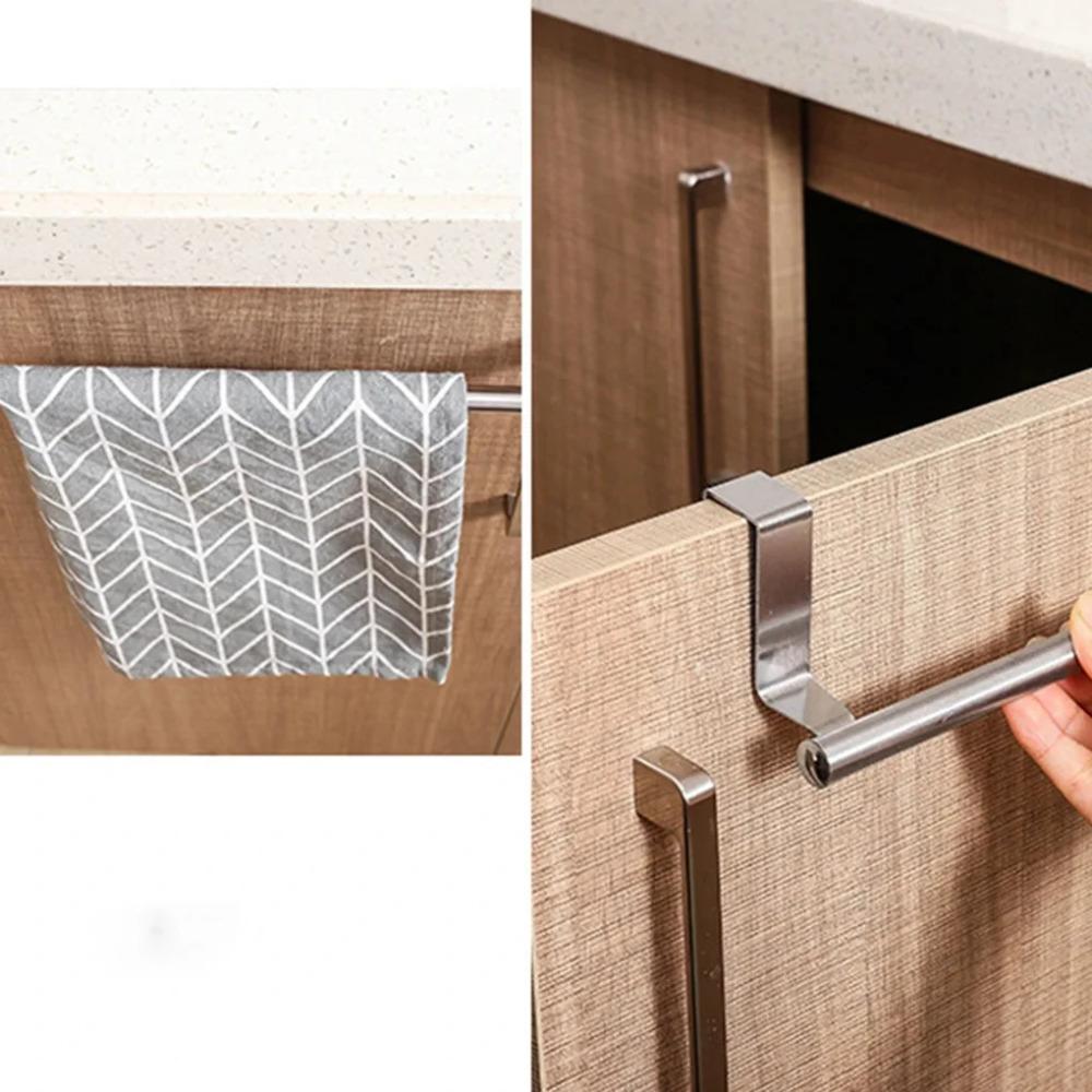1 PC Stainless Steel Towel Bar Cabinet Door Towel Hanging Bar Stainless Steel Bathroom Kitchen Cabinet Door Towel Wipe Rack