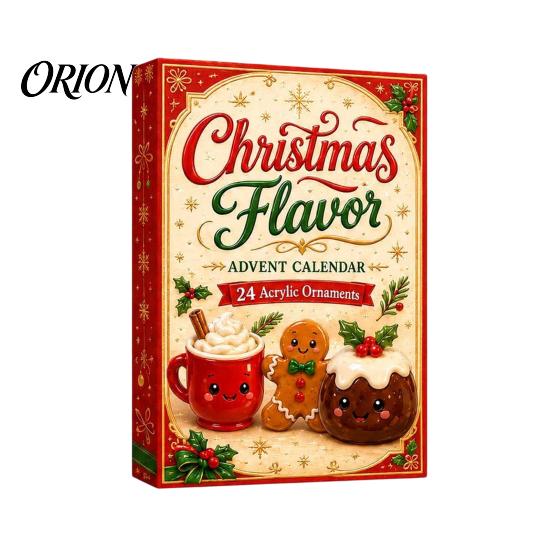 Acrylic Collectible Toys 2026 Christmas Characters Advent Calendar, 24-Day Countdown Food Theme Ornament Set, Party Favors 2D Hanging Decor for Tree,